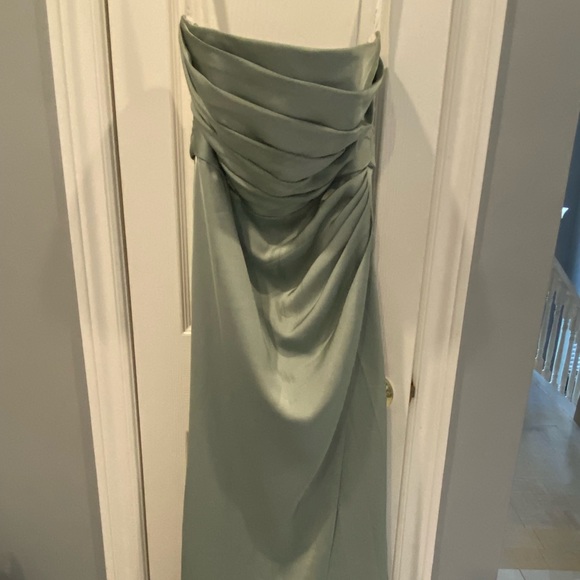 Azazie Sheath Strapless Stretch Satin Floor-Length Dress - Picture 2 of 5